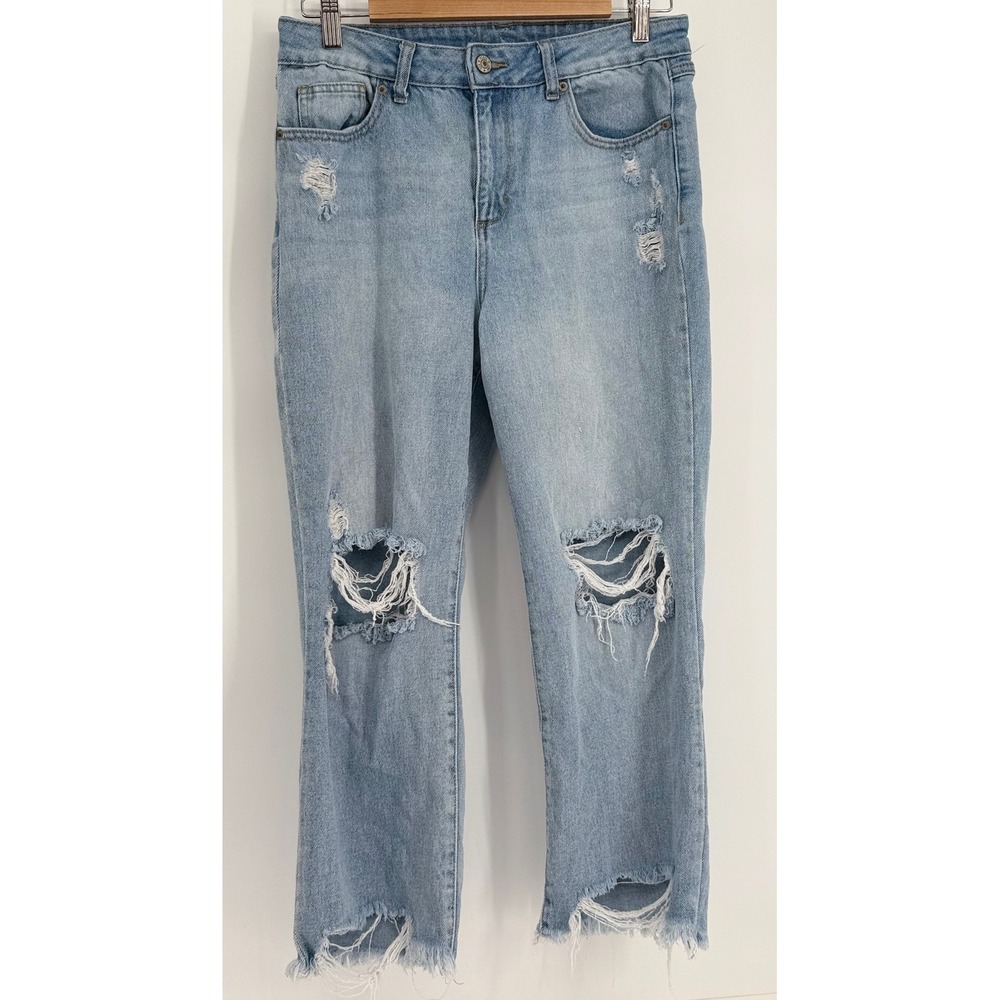 By Rewash Brand Distressed Straight Leg Jeans Light Wash Blue Sz 11/30